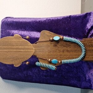 Turquoise and Gold Beaded Necklace Set